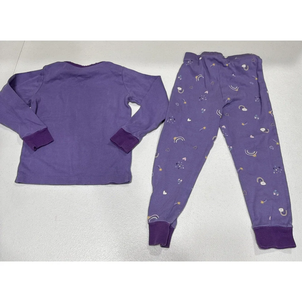 Girls Clothes Size 4 Disney Print Pajama Set, Rise & Shine Pjs Set, Green Pj Top